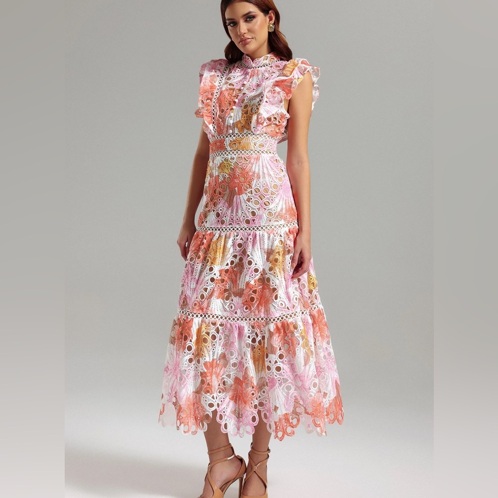 Dalia Macphee Ksenia Sleeveless Lace maxi Dress